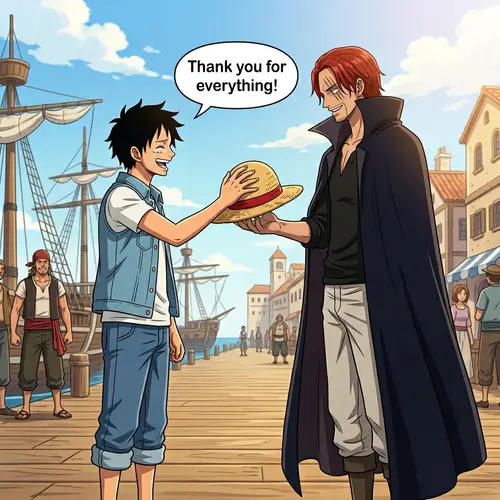 Luffy Returns Straw Hat to Shanks - A Proud Moment