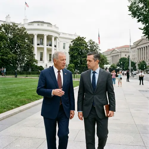 George W Bush & George H W Bush in Front of White House, Washington DC