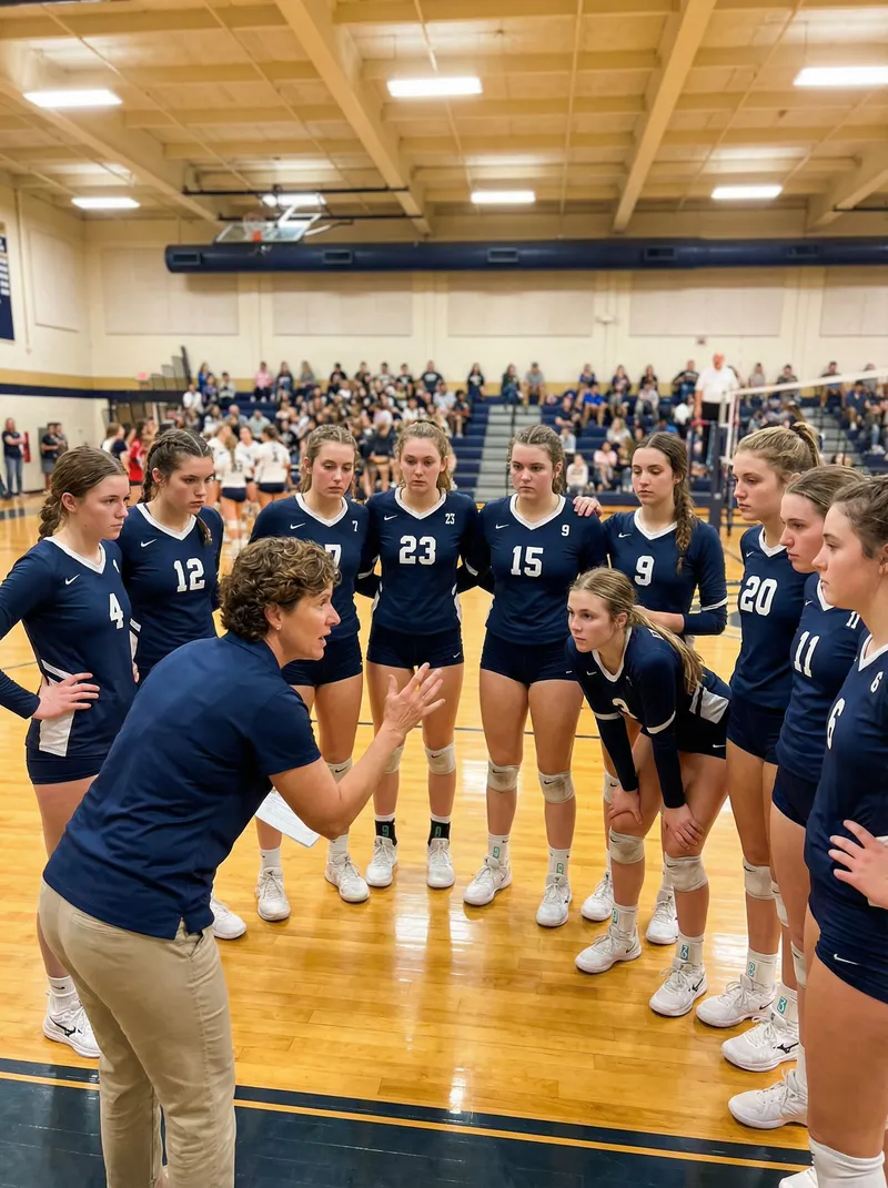 High School Volleyball Team Timeout Leadership Moments