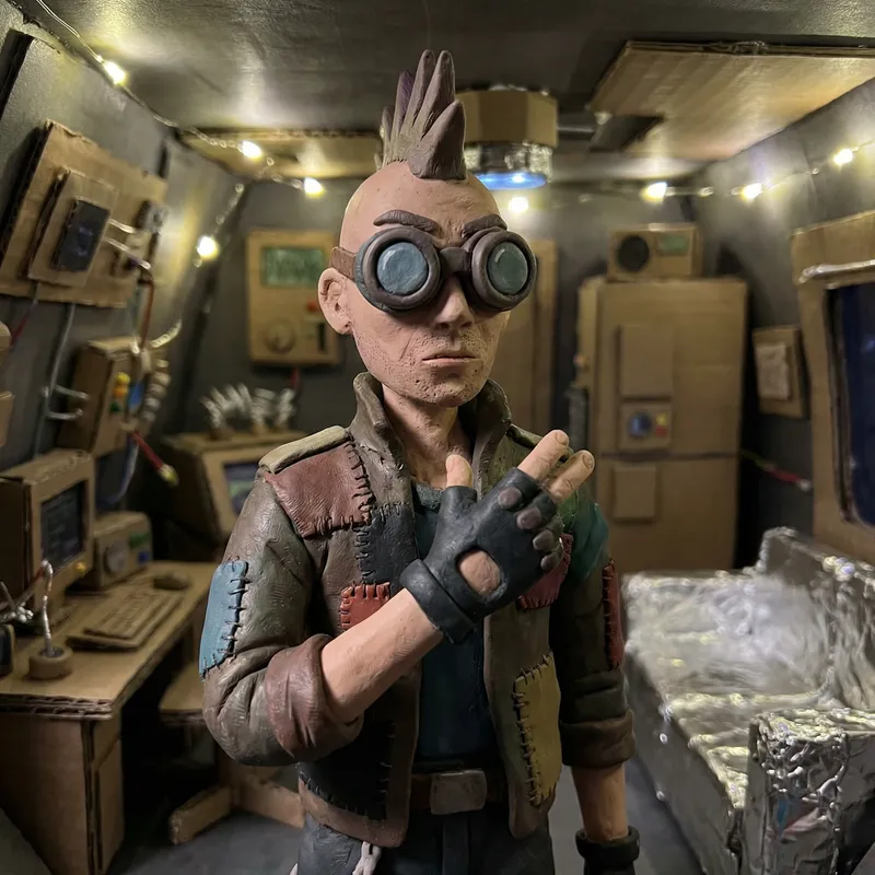 CyberPunk Claymation Character in Miniature Set