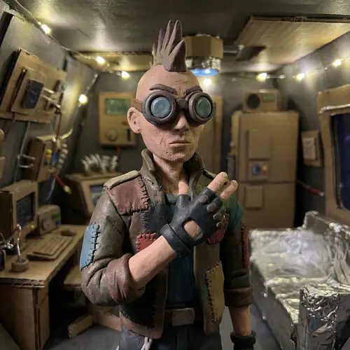CyberPunk Claymation Character in Miniature Set