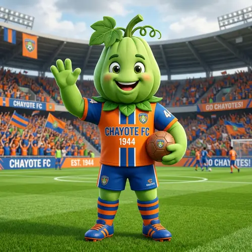 Cheerful Chayote Mascot for Football Team