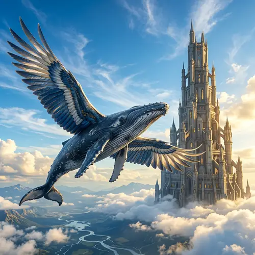 Majestic Flying Whale Soaring by Valcon