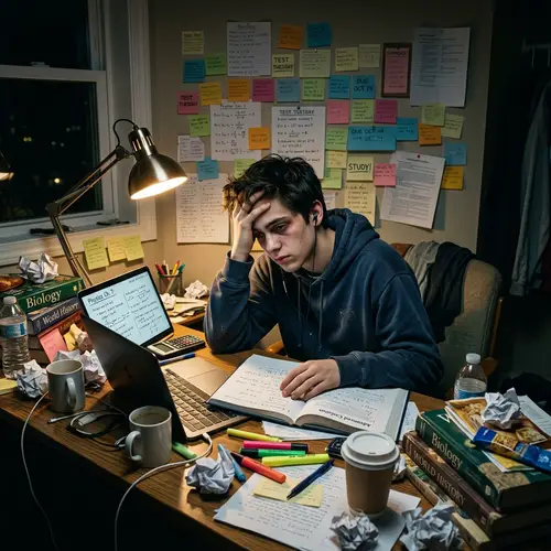 Teenage Study Burnout: Late Night Struggles