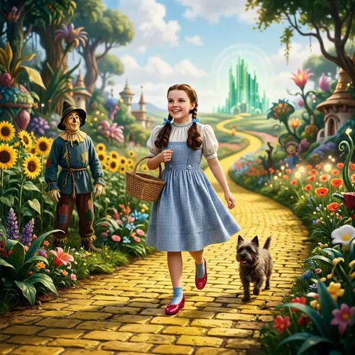 Late 19th Century Farm Girl in Enchanting Wonderland