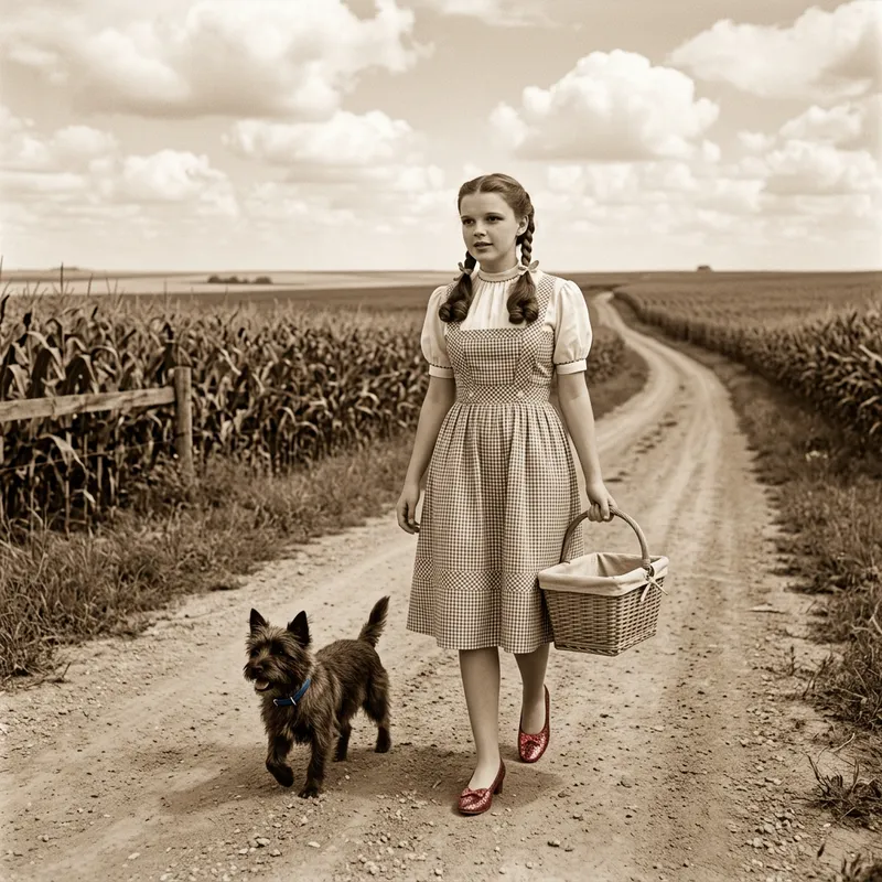 Anime Dorothy Gale in Midwestern Landscape