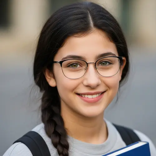 Cheerful Student Hannah: Girl with Glasses & Book
