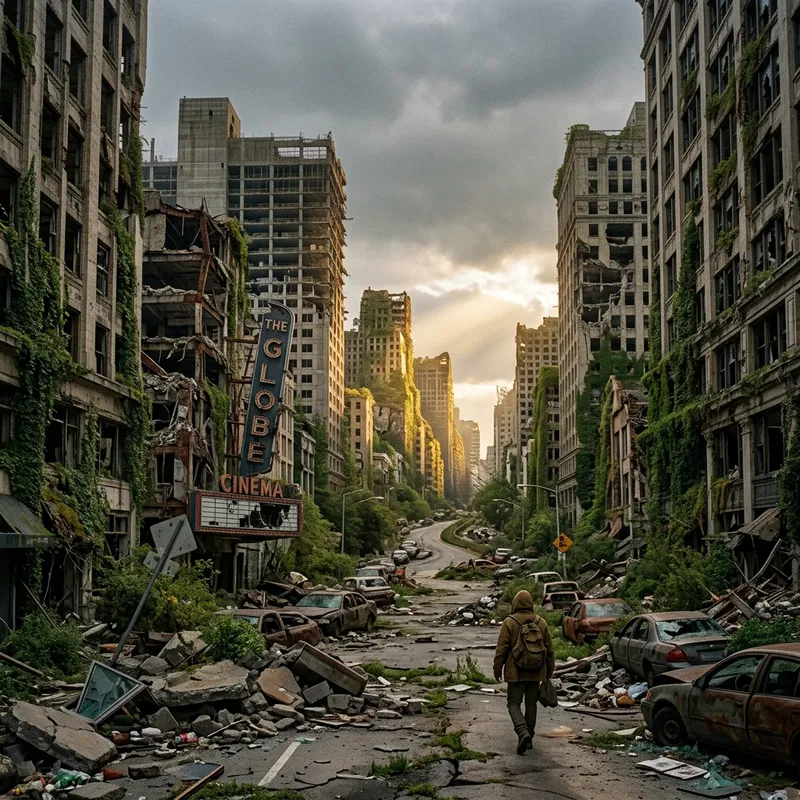 Destroyed Cityscape Reclaimed by Nature | Symbolizes Transformation