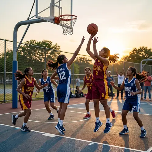 Indian Girls Basketball Game: Competitive Scene on Basketball Court