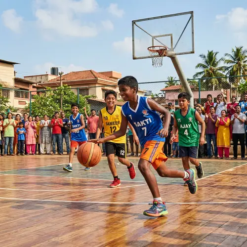 South Asian Boys Basketball Game | Outdoor Court Action