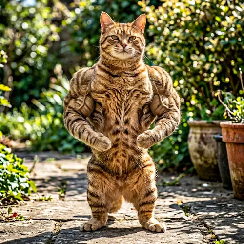 Muscular Cat Flexing Muscles | Impressive Feline Display