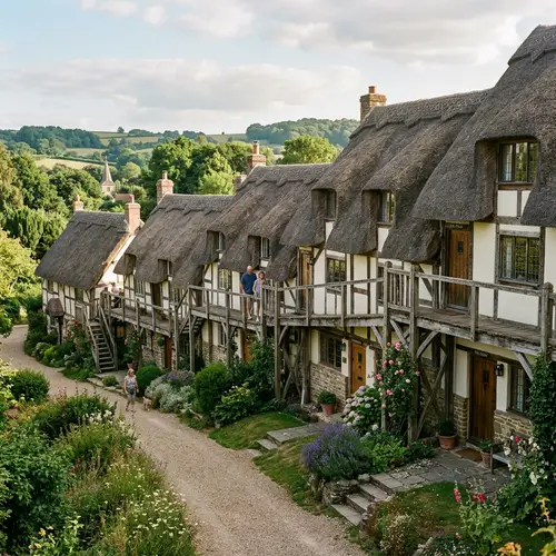Charming Two-Story Thatched Roof Houses