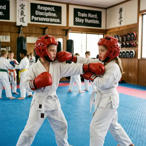 Children's Hand-to-Hand Combat Training in White Kimonos