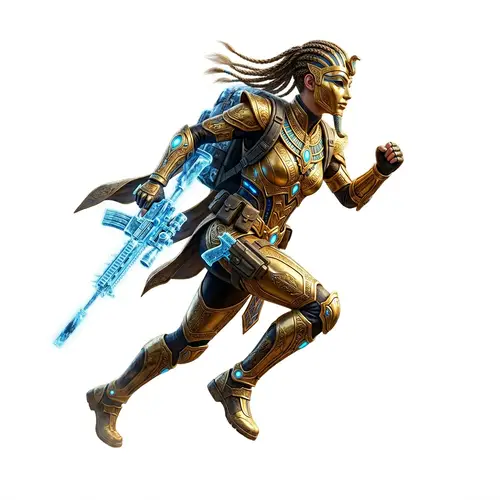 PuBg Mobile X Suit Running with M416 Glacier in Her Hand PNG