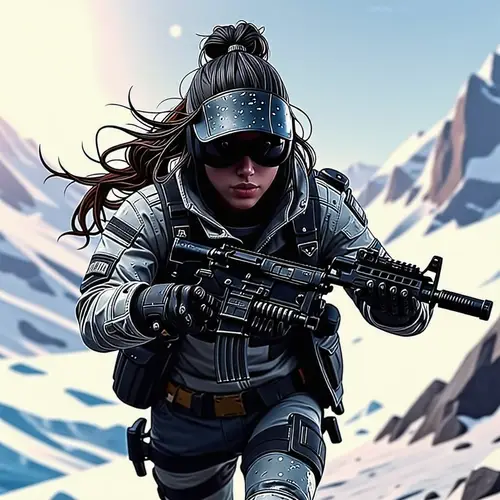 PuBg Mobile X Suit Running with M416 Glacier in Her Hand PNG