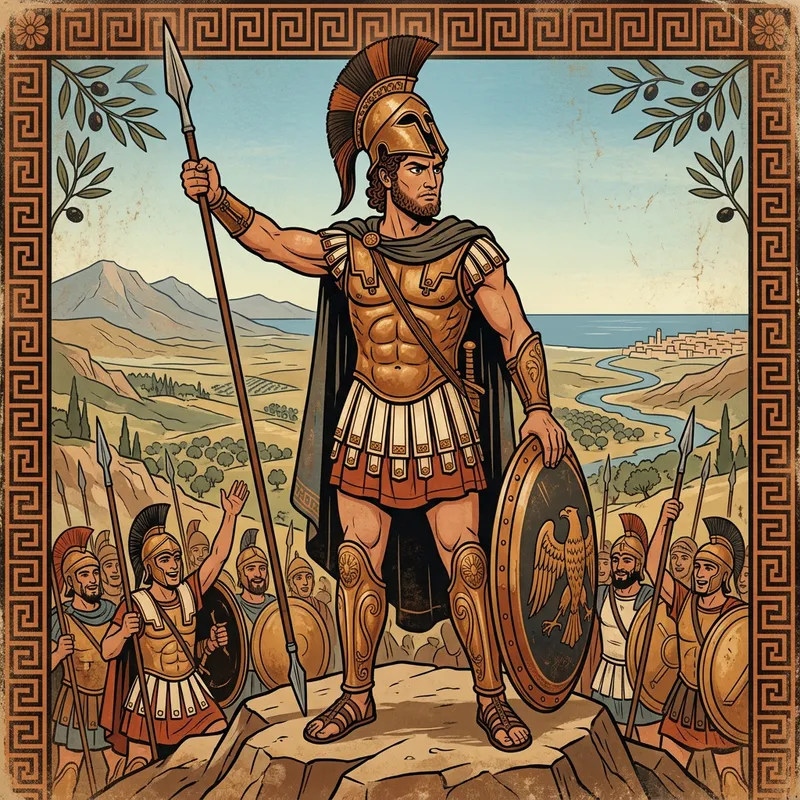 Ancient Greek Conqueror in Art: Legendary Warrior Illustration Ancient Greek Conqueror in Art: Legendary Warrior Illustration