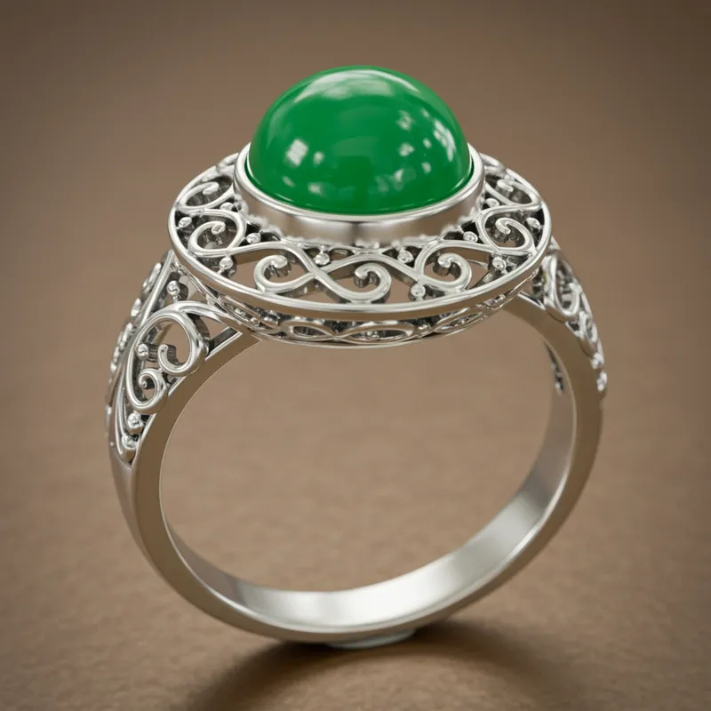 Custom Green Cabochon Ring Design