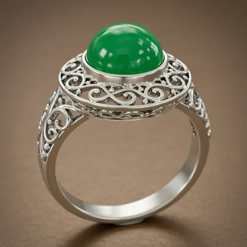 Custom Green Cabochon Ring Design