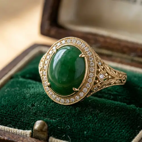Custom Green Cabochon Ring Design