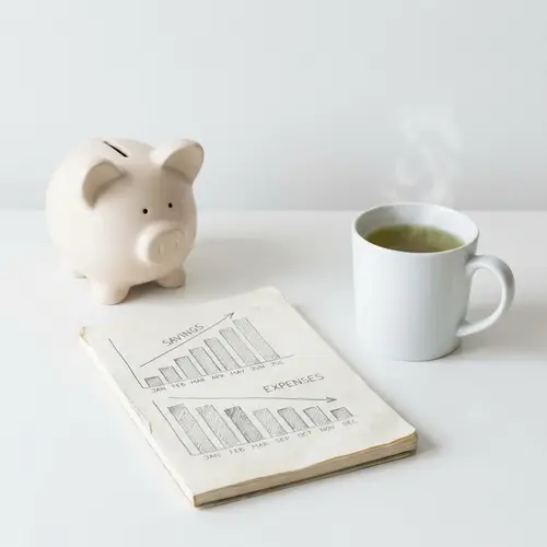 Simplistic Money Saving Tips | Budgeting Notebook & Piggy Bank