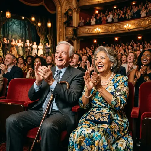Joyful Elderly Couple in Theater | Theater Visit Excitement