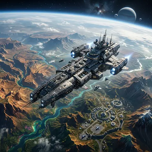 Aerial View of Spaceship - Explore the Futuristic Vessel