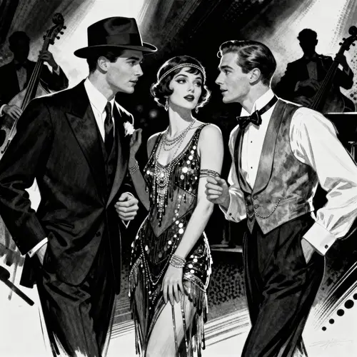 Elegant 1920s Black & White Illustration