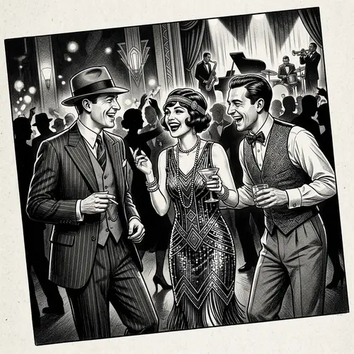 Elegant 1920s Black & White Illustration