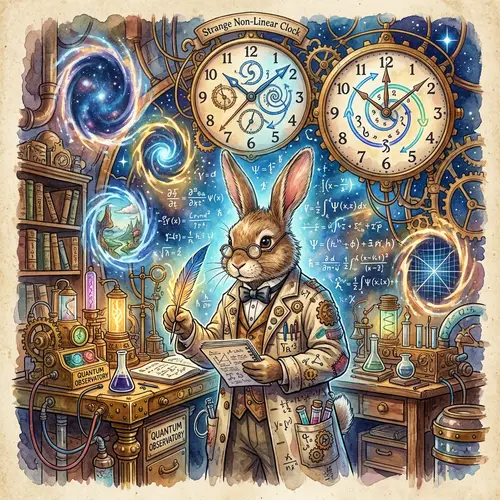Surreal Quantum Physicist Rabbit Illustration