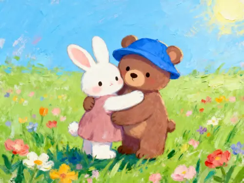 Adorable Bunny and Bear Art Print