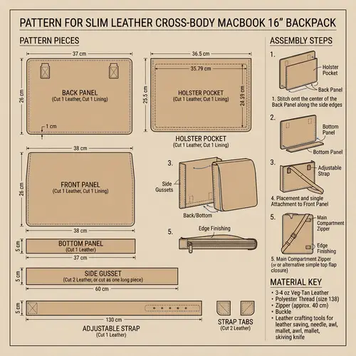 Leather Backpack Pattern for MacBook 16 - DIY Guide