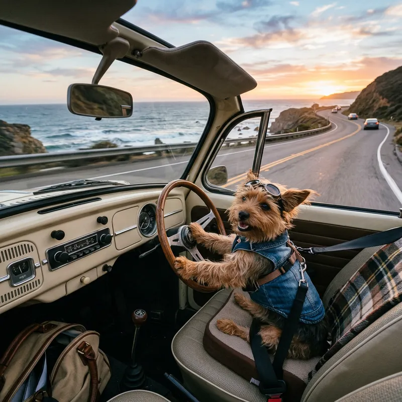 Adorable Dog Driving a Car