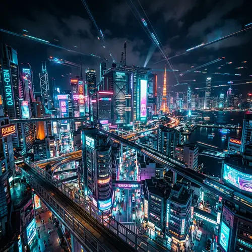 Futuristic Cityscape | Vibrant Neon Colors & Cyberpunk Aesthetics