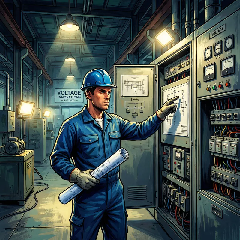 Confident Young Electrician Symbolizes Entrepreneurial Journey in Industrial Setting