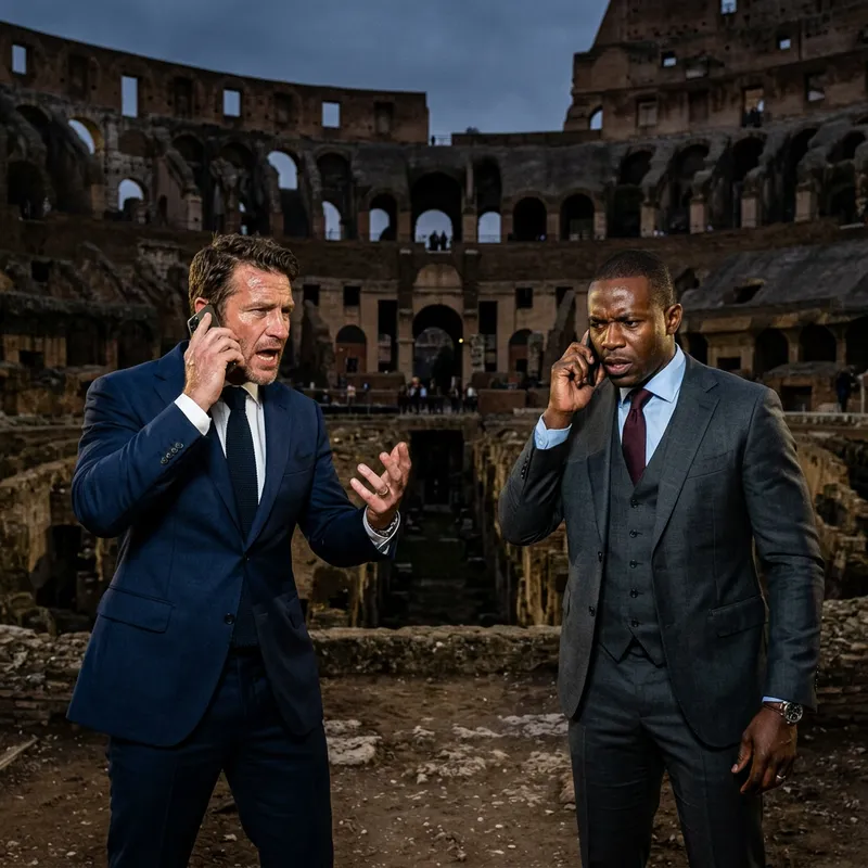 Intense Sales Rivalry in Colosseum: Competitive Salesmen Drama