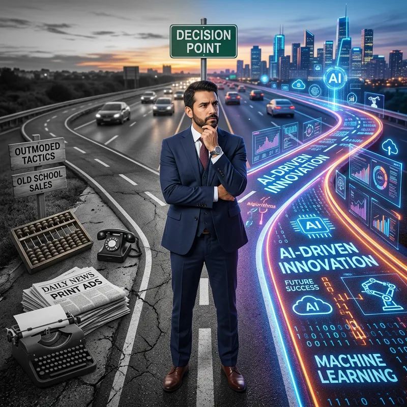 European Businessman Decision: AI Future or Traditional Sales?