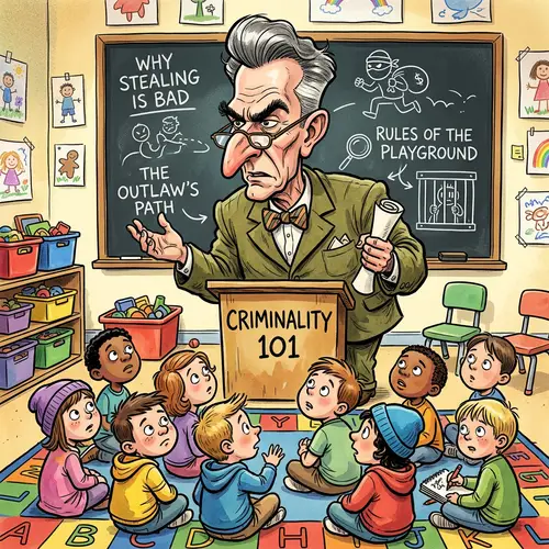 Political Caricature Lecture on Criminality - Digital Illustration