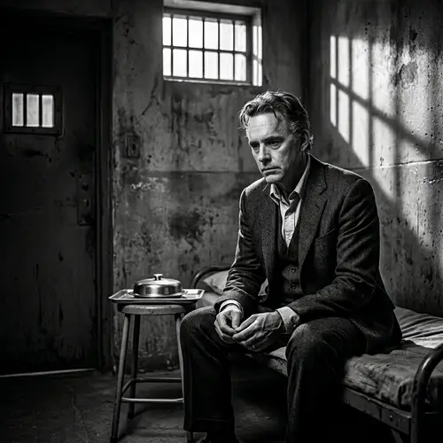 Melancholic Noir Monochrome Prison Scene