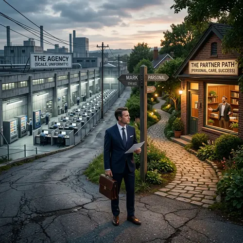 Businessman Choosing Between Agency and Partner - Make the Right Decision