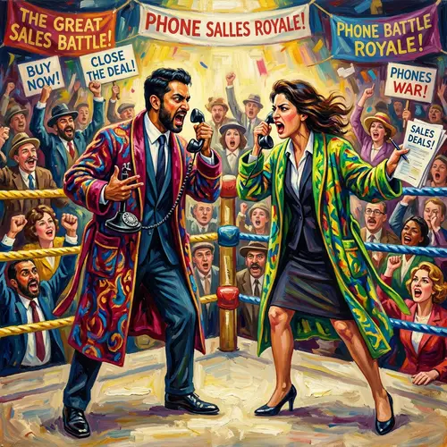 Vibrant Sales Showdown: South Asian Male vs. Middle-Eastern Female