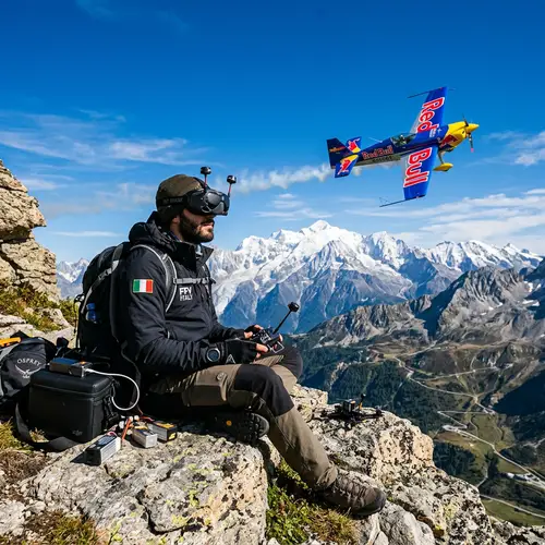 Italian FPV Drone Pilot in Alps | Colorful Plane Over Mountain