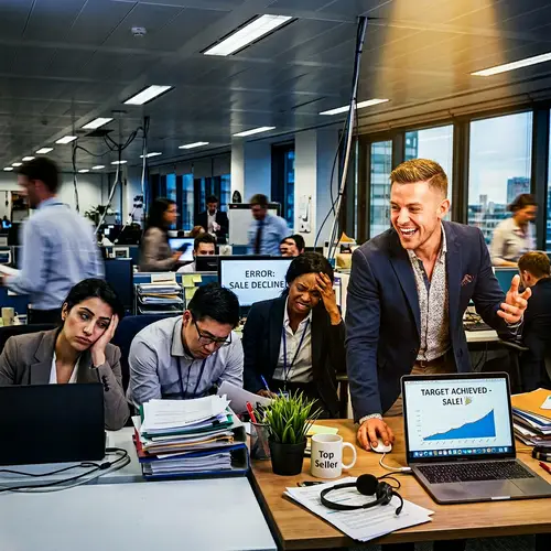Energetic Caucasian Salesman Thriving in Office Environment