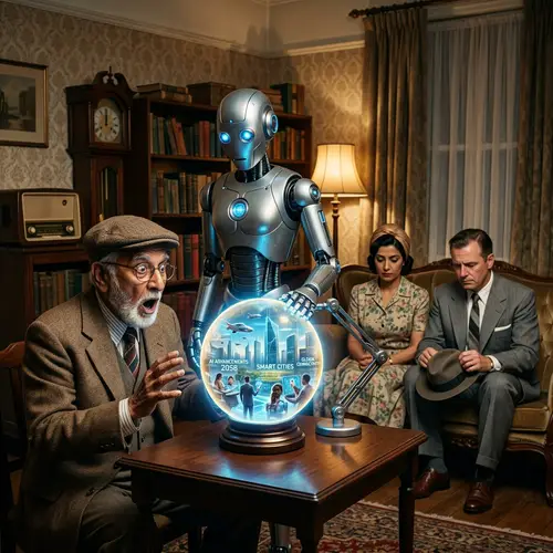 1950s Man Shocked by AI Advancements in Crystal Ball | Futuristic Vision