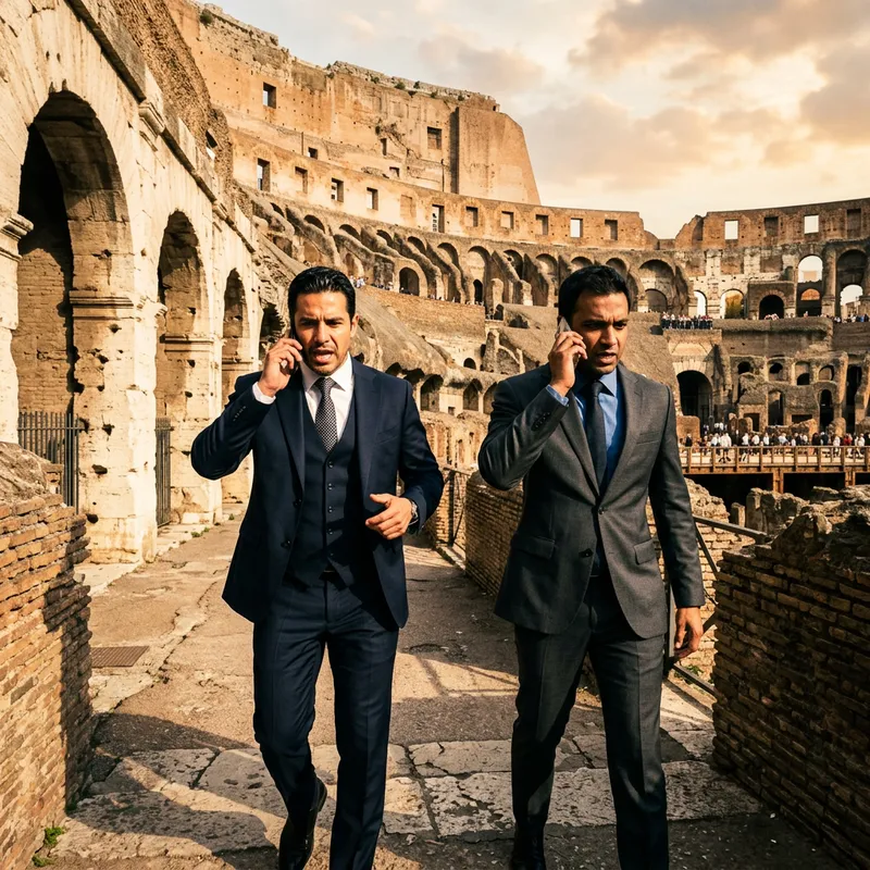 Colosseum Sales Rivalry: Dramatic Phone Battles of White European Salesmen