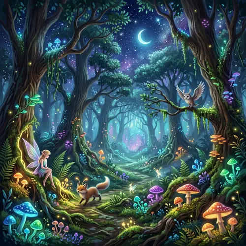 Enchanting Mystical Forest with Glowing Mushrooms | Fantasy Art