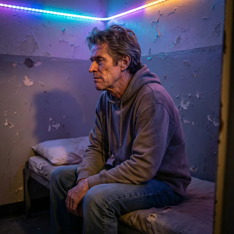 Vibrant Hyperrealism: Intense Jail Scene with Dramatic Lighting