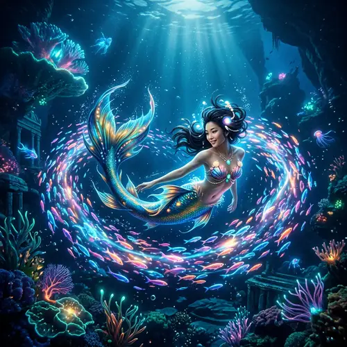 Enchanting Underwater Fantasy with a Mermaid