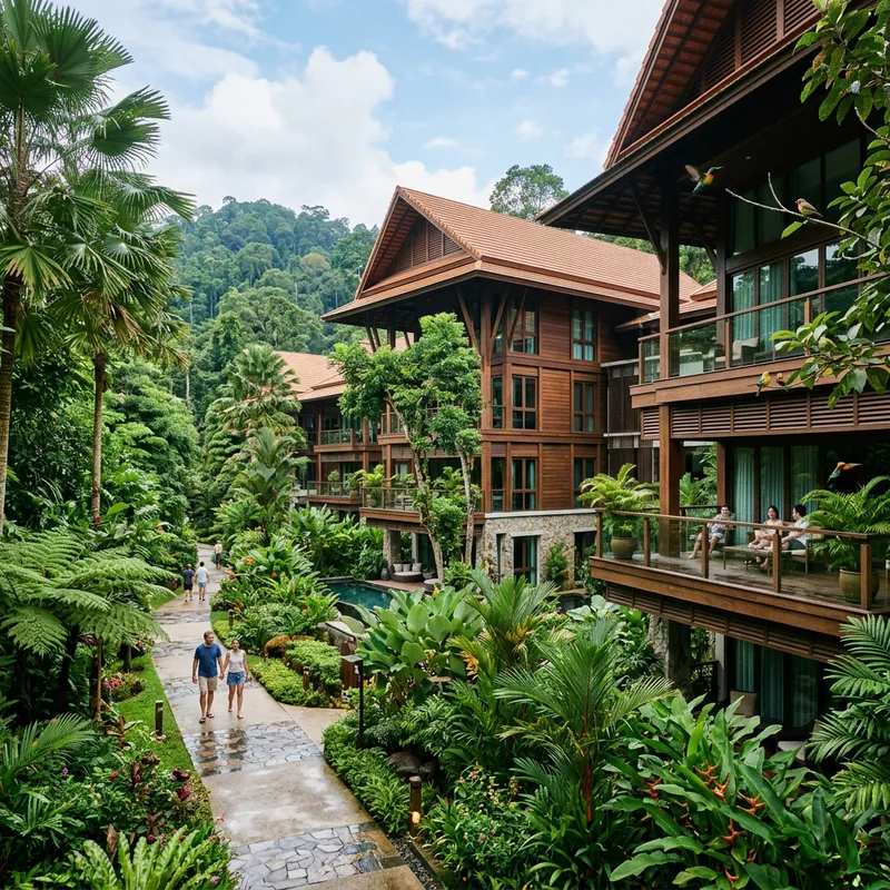 Tropical Architecture Condominiums in Lush Greenery