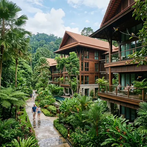 Tropical Architecture Condominiums in Lush Greenery
