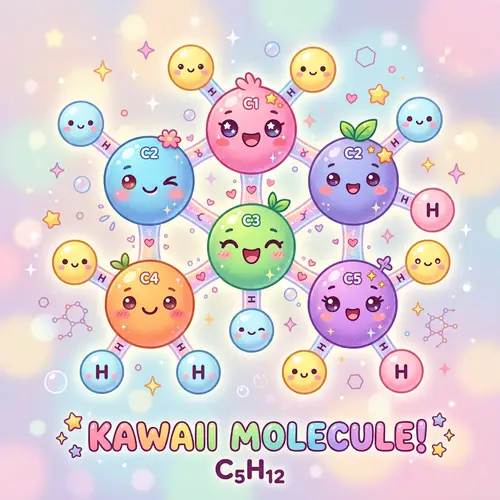 Cute Kawaii Molecule Character Design
